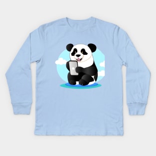 Tech-Savvy Panda Kids Long Sleeve T-Shirt